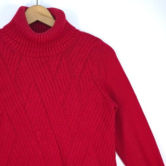 Banana Republic Cable Knit Sweater Womens M Pullover Turtle Neck Chevron Texture - Picture 11 of 16